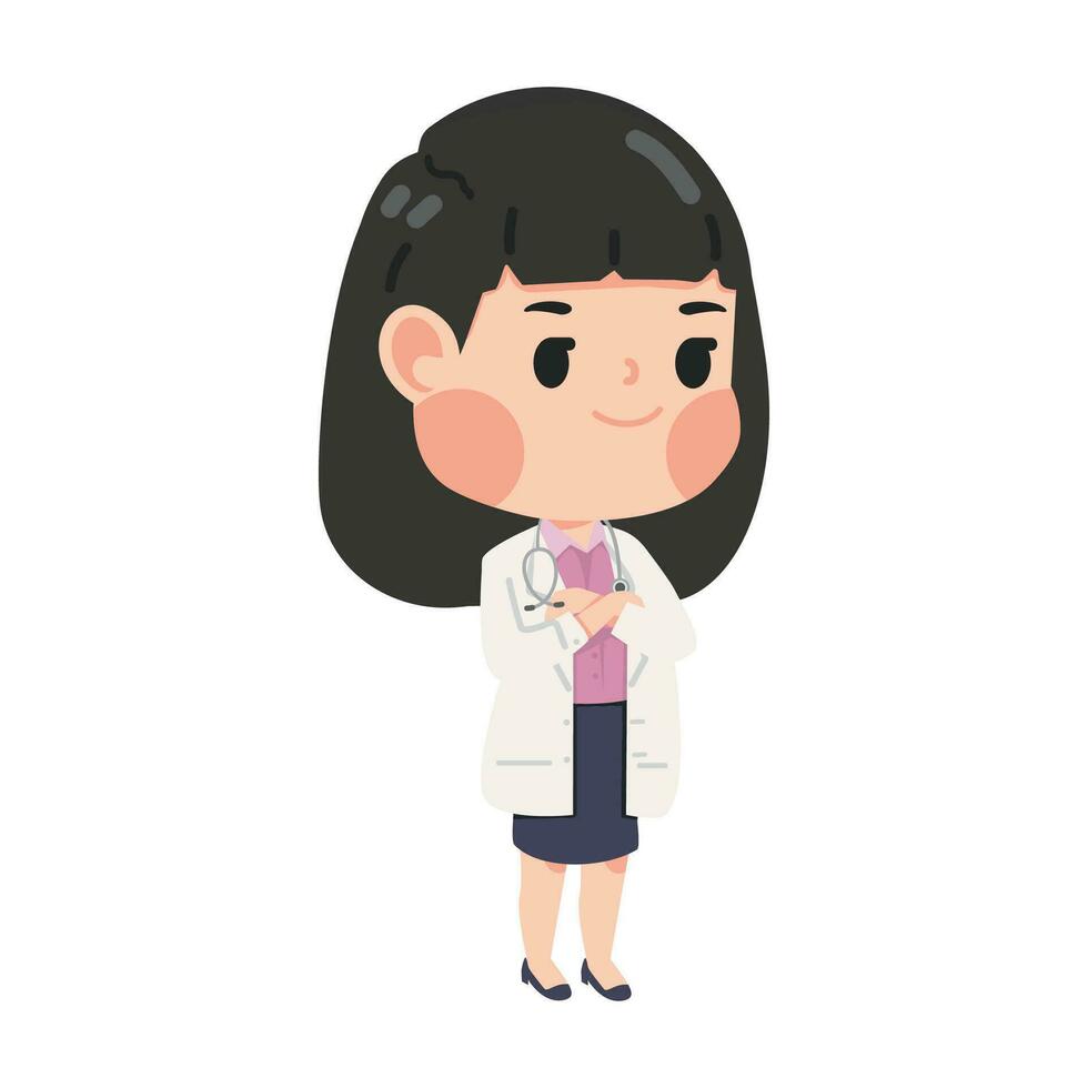 linda mujer médico dibujos animados personaje vector