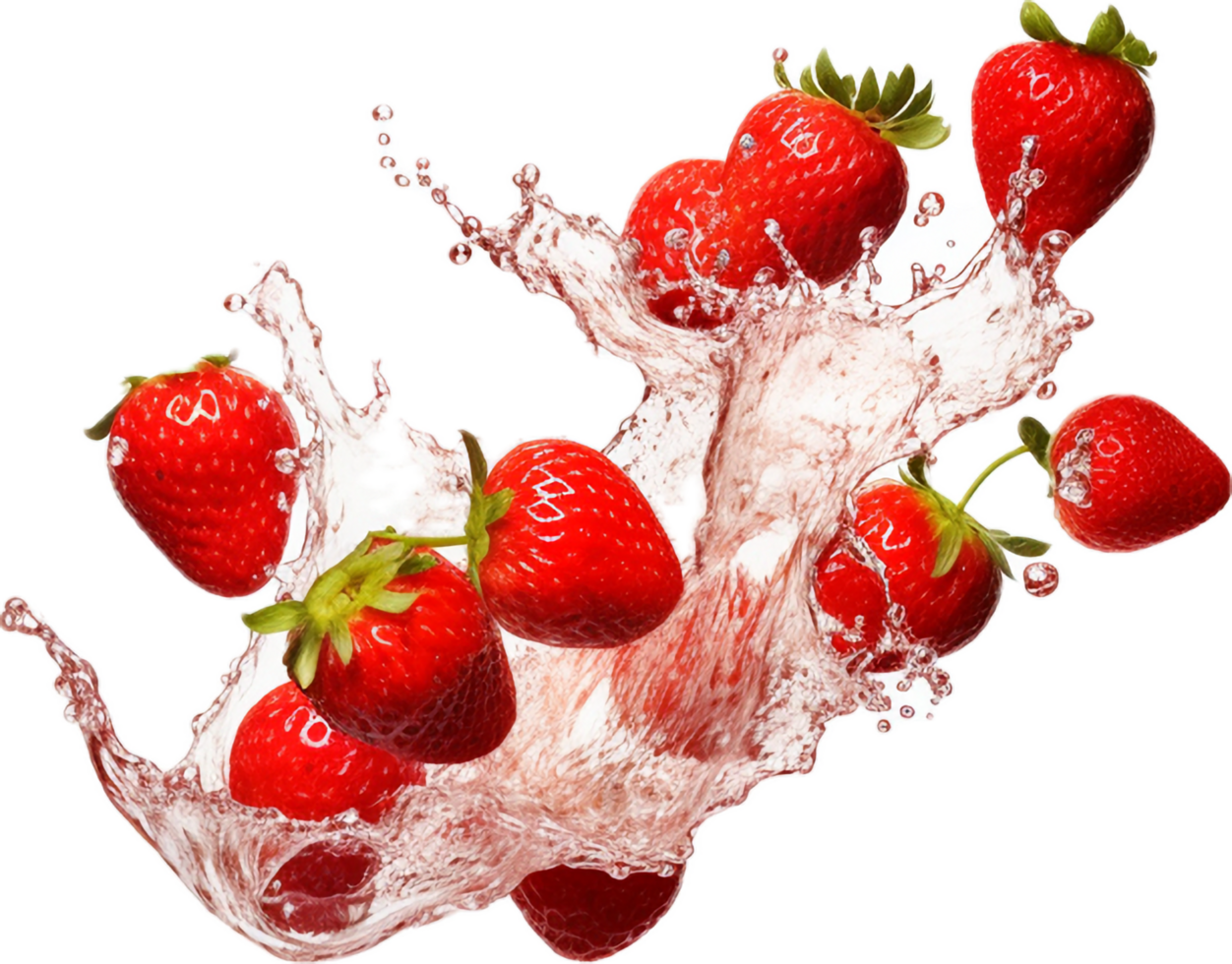 Falling strawberries png with AI generated.