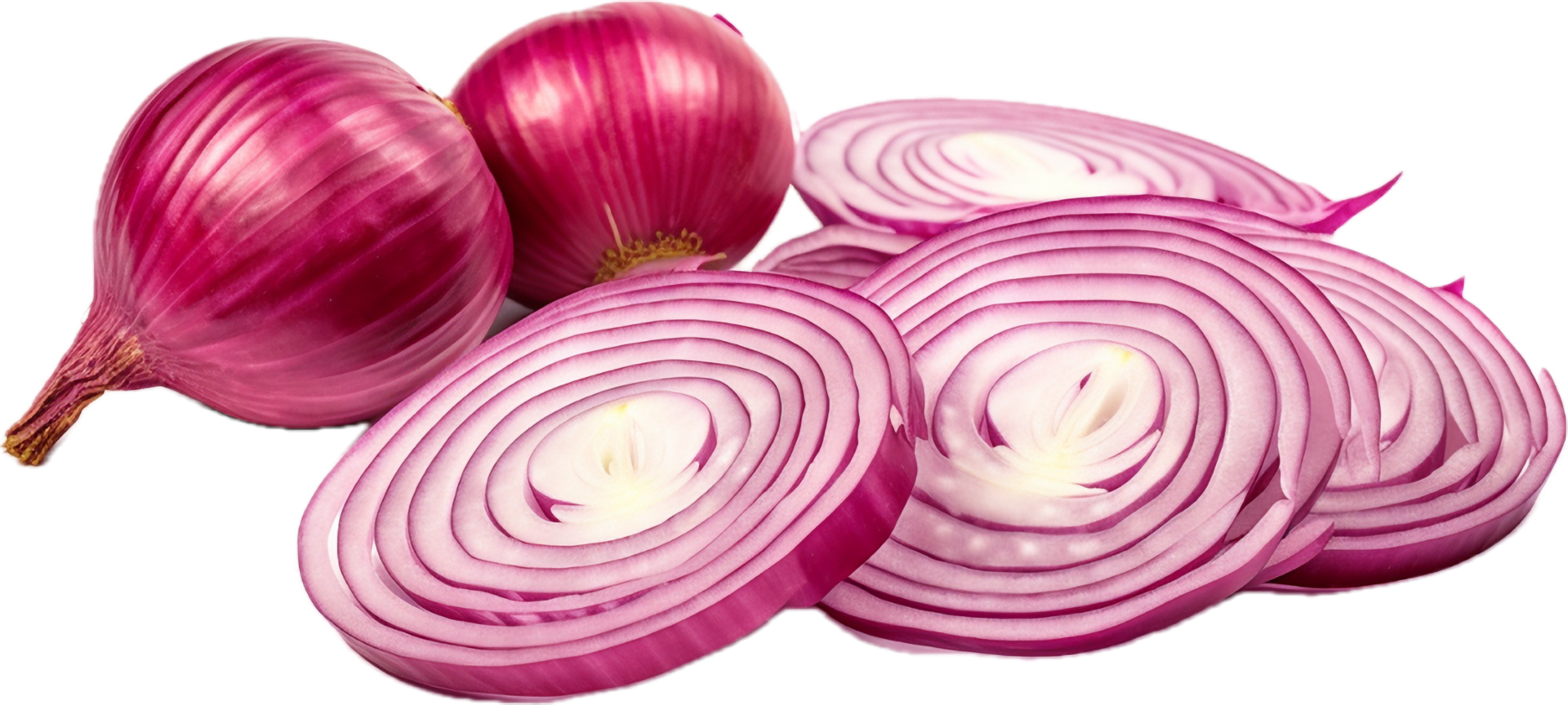Red onion slices png with AI generated.