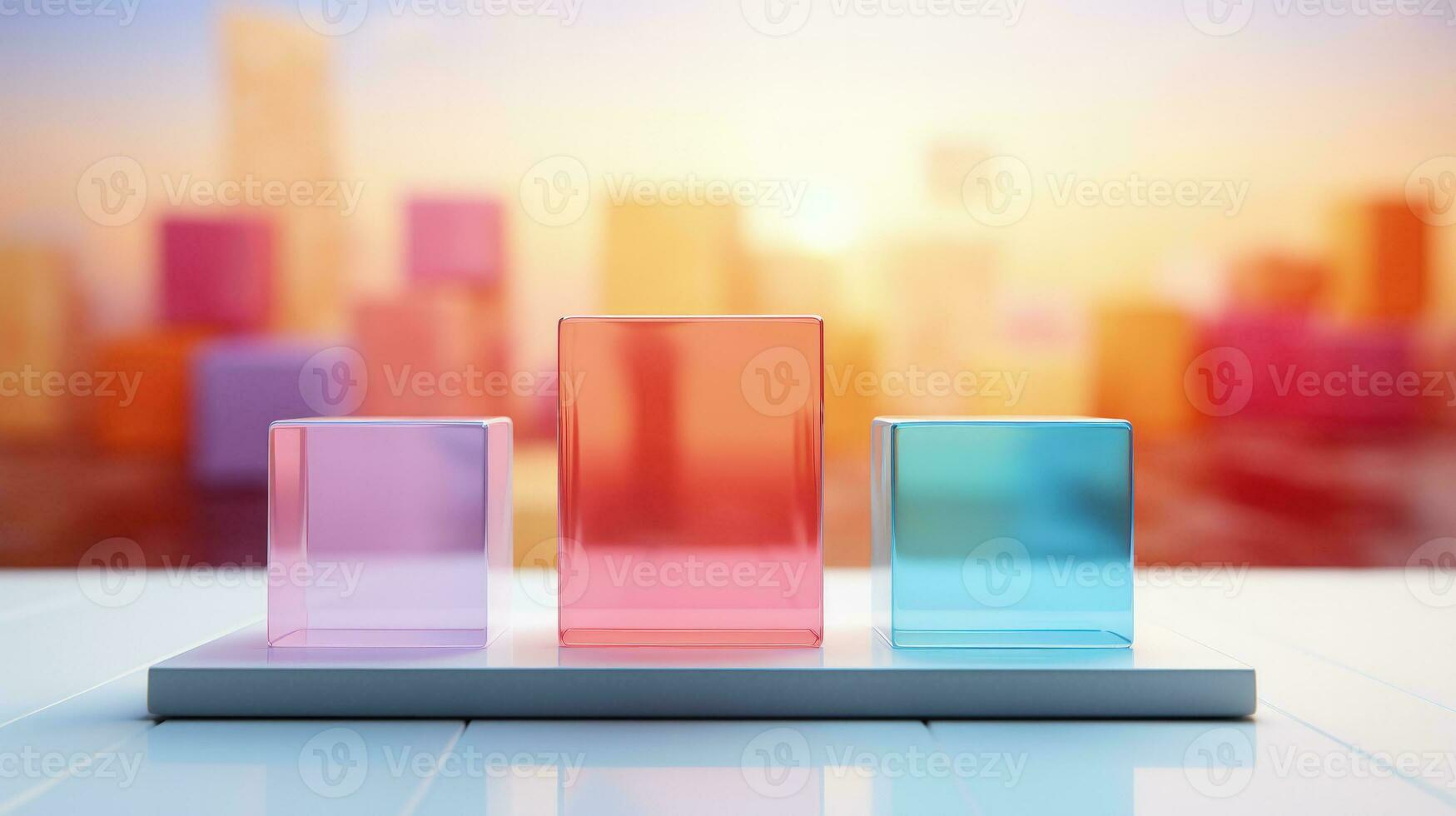Chromotherapy art pieces displayed in serene atmosphere background with empty space for text photo
