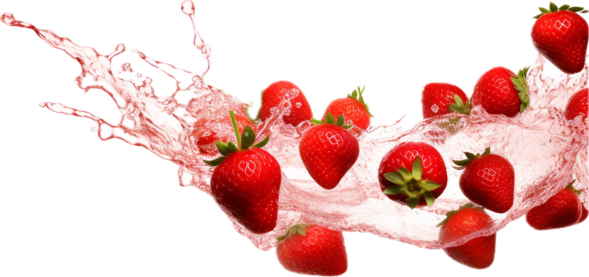 Falling strawberries png with AI generated.