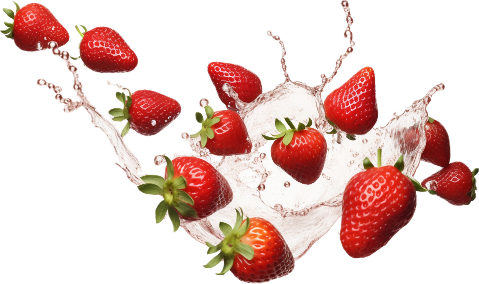 Falling strawberries png with AI generated.