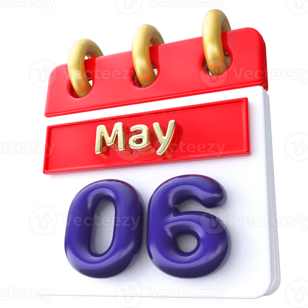 May 6th Calendar 3D Render png