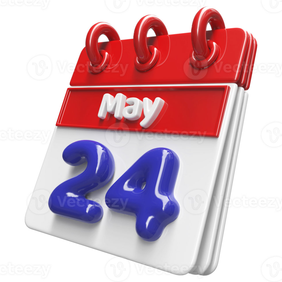 May 24th Calendar 3D Render png