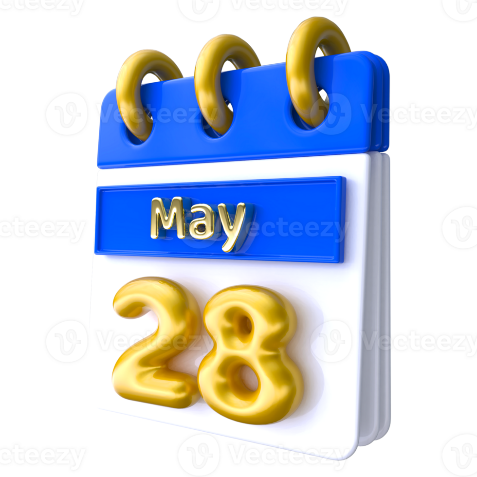 May 28th Calendar 3D Render 34339284 PNG