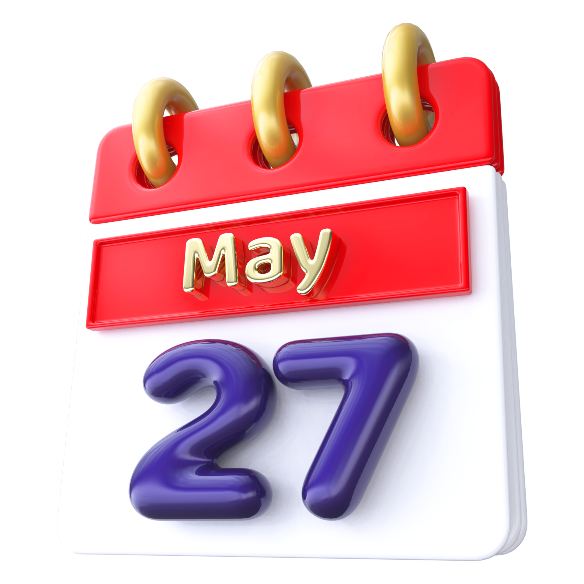 May 27th Calendar 3D Render 34339289 PNG