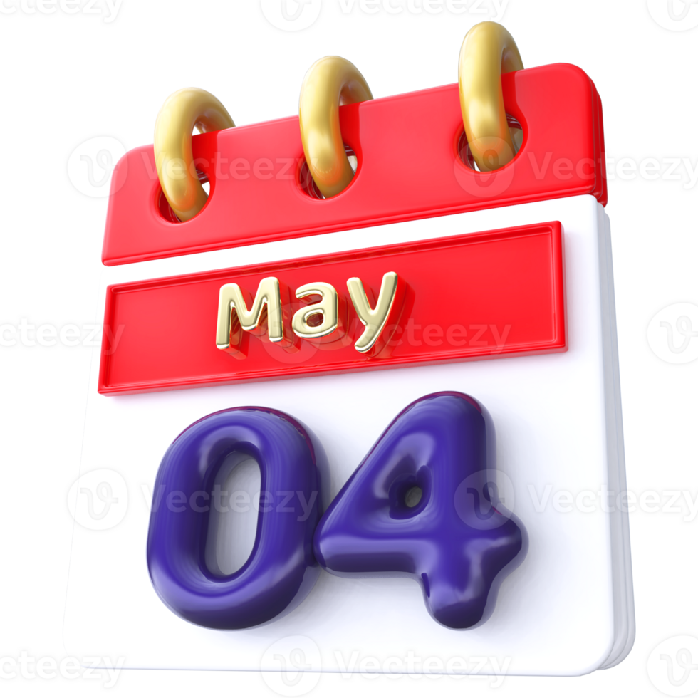 May 4th Calendar 3D Render png