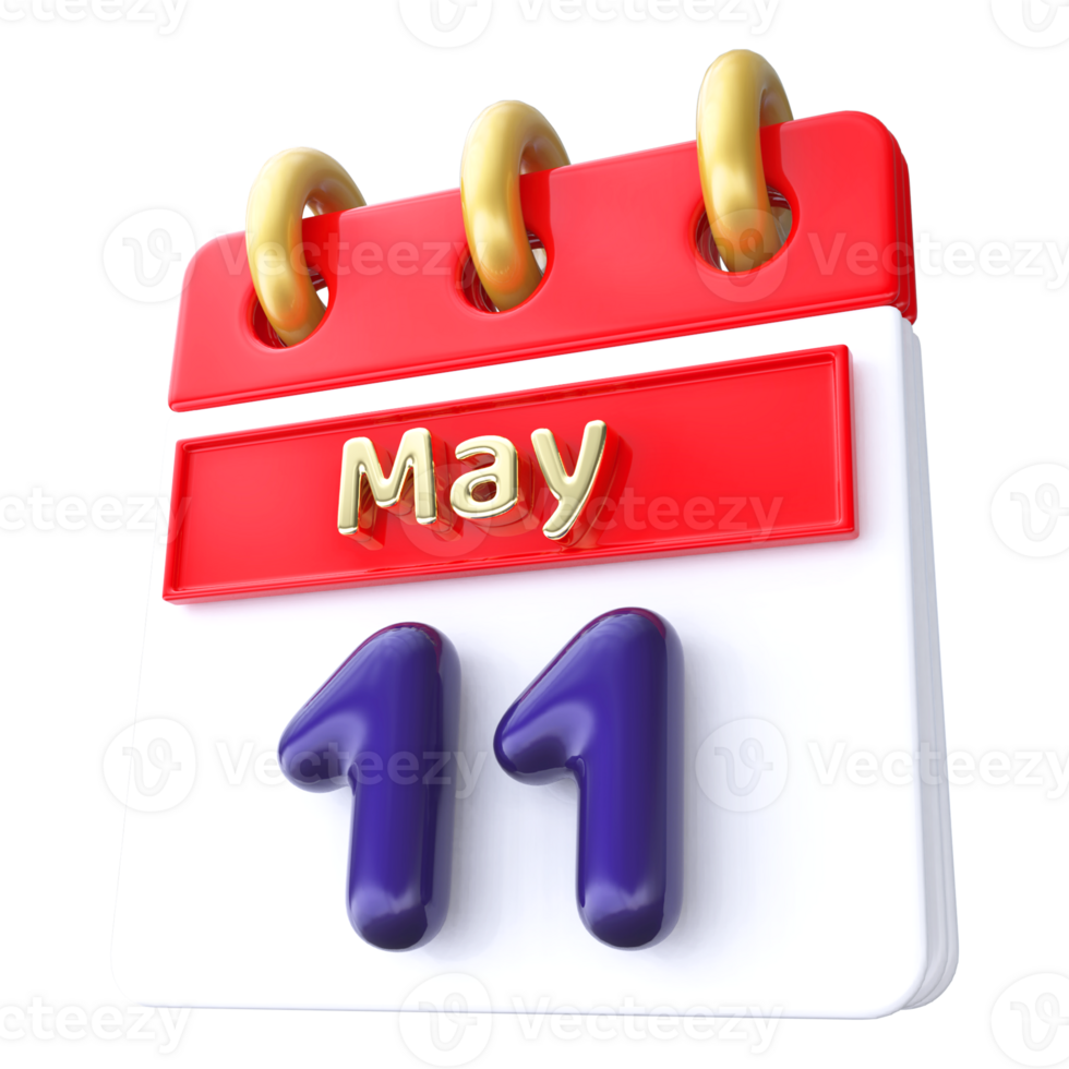 May 11th Calendar 3D Render png
