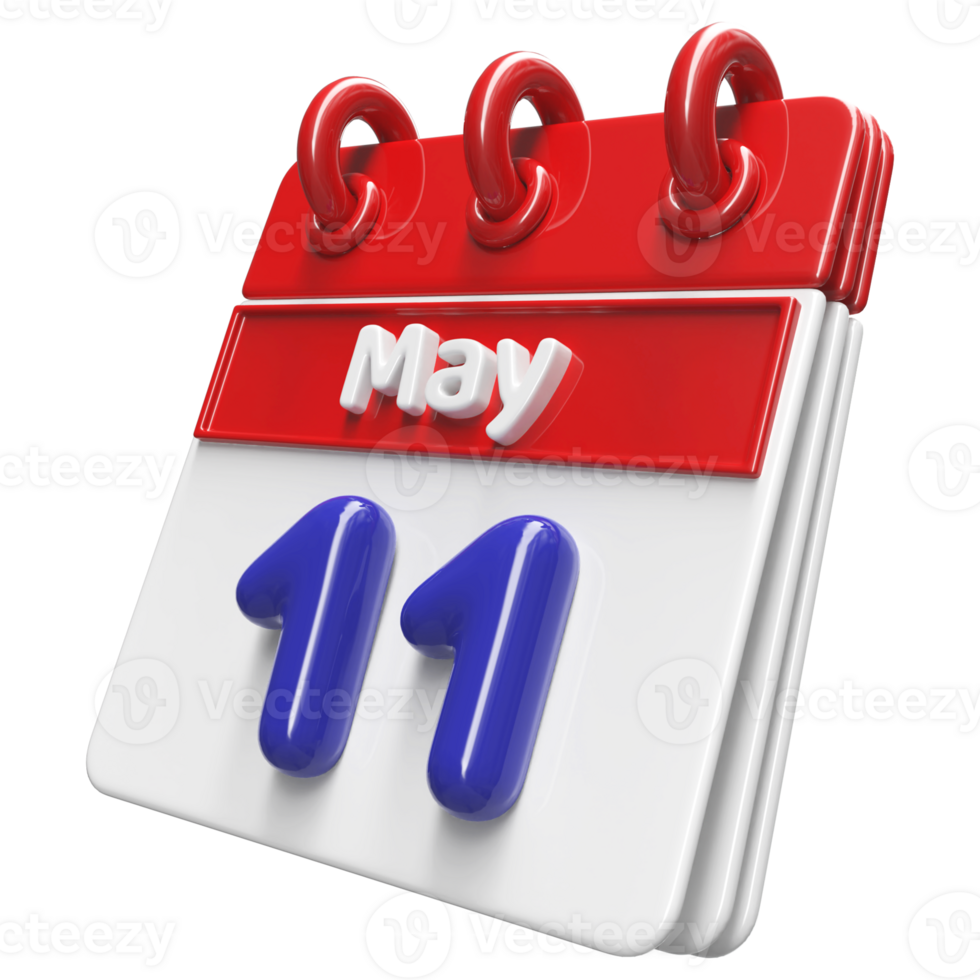 May 11th Calendar 3D Render png