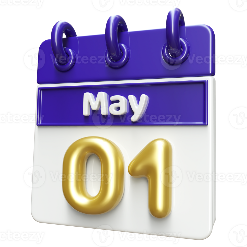 May 1st Calendar 3D Render png
