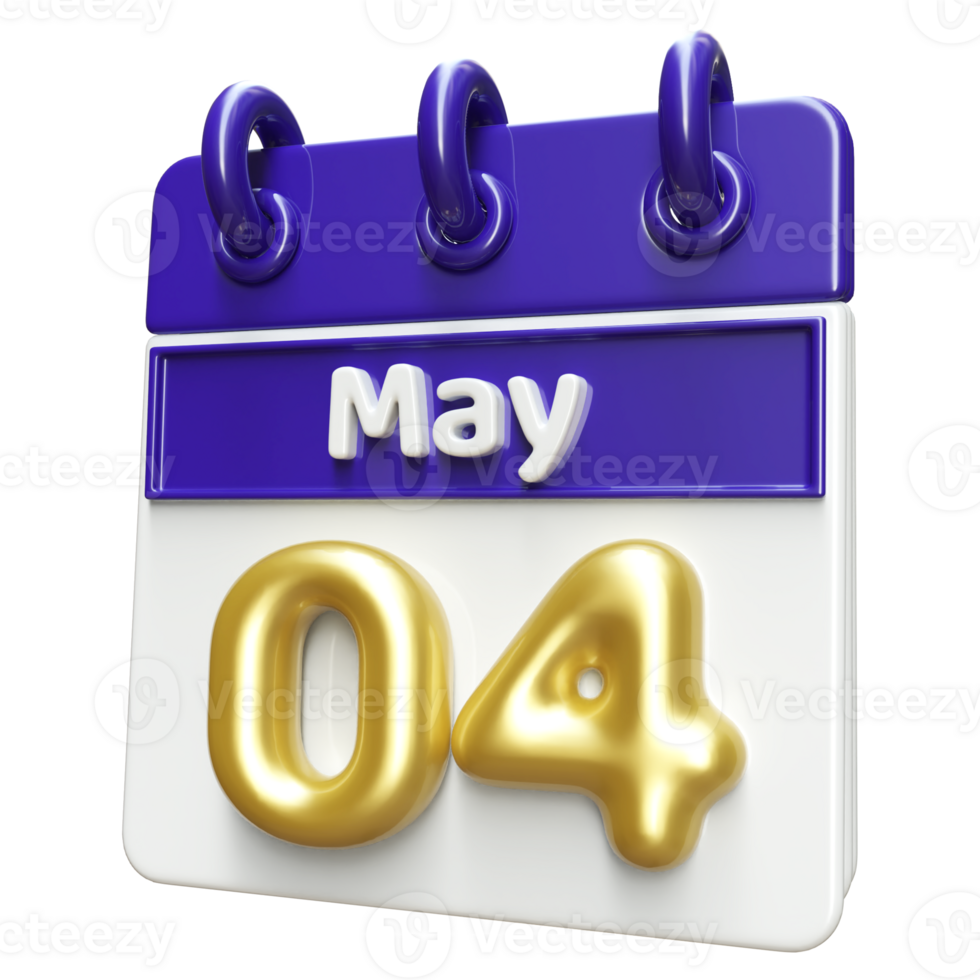 May 4th Calendar 3D Render png