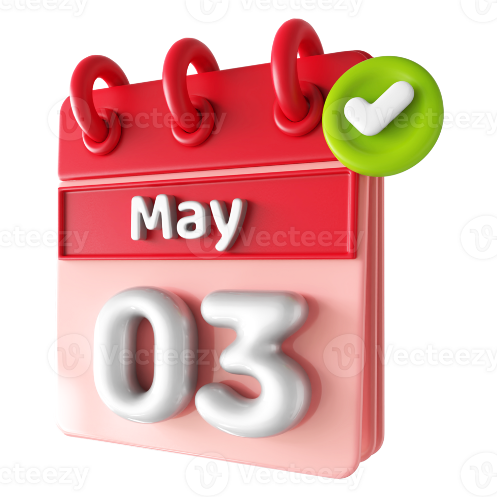 mayo 3ro calendario 3d con cheque marca icono png