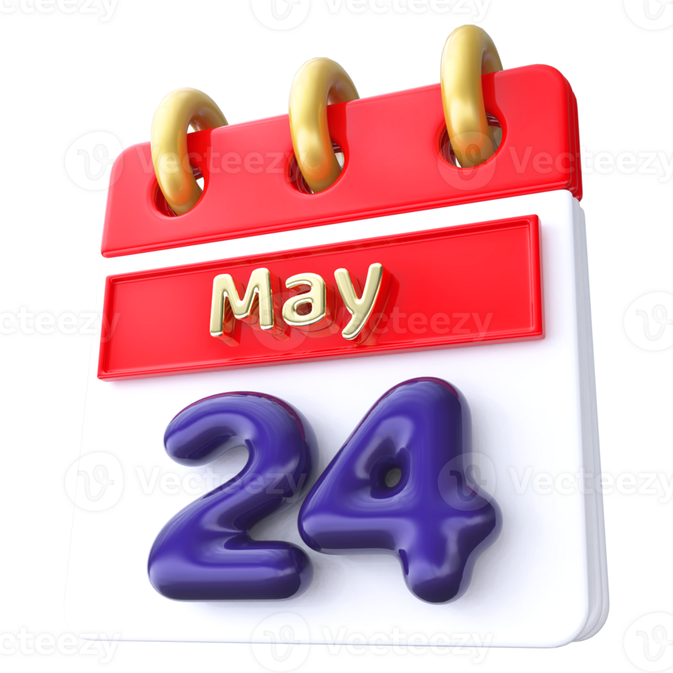May 24th Calendar 3D Render png
