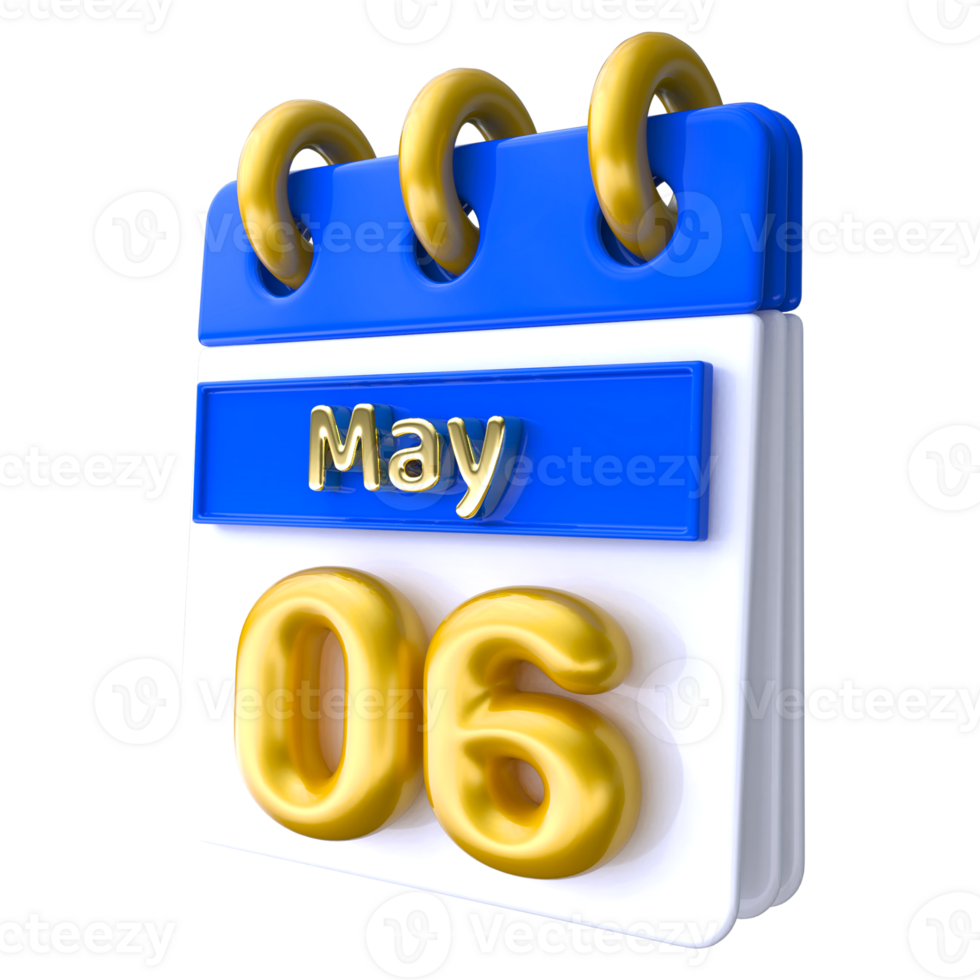 May 6th Calendar 3D Render png