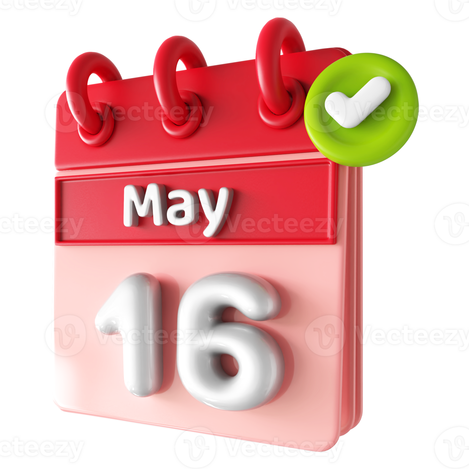 May 16th Calendar 3D With Check Mark Icon 34339348 PNG