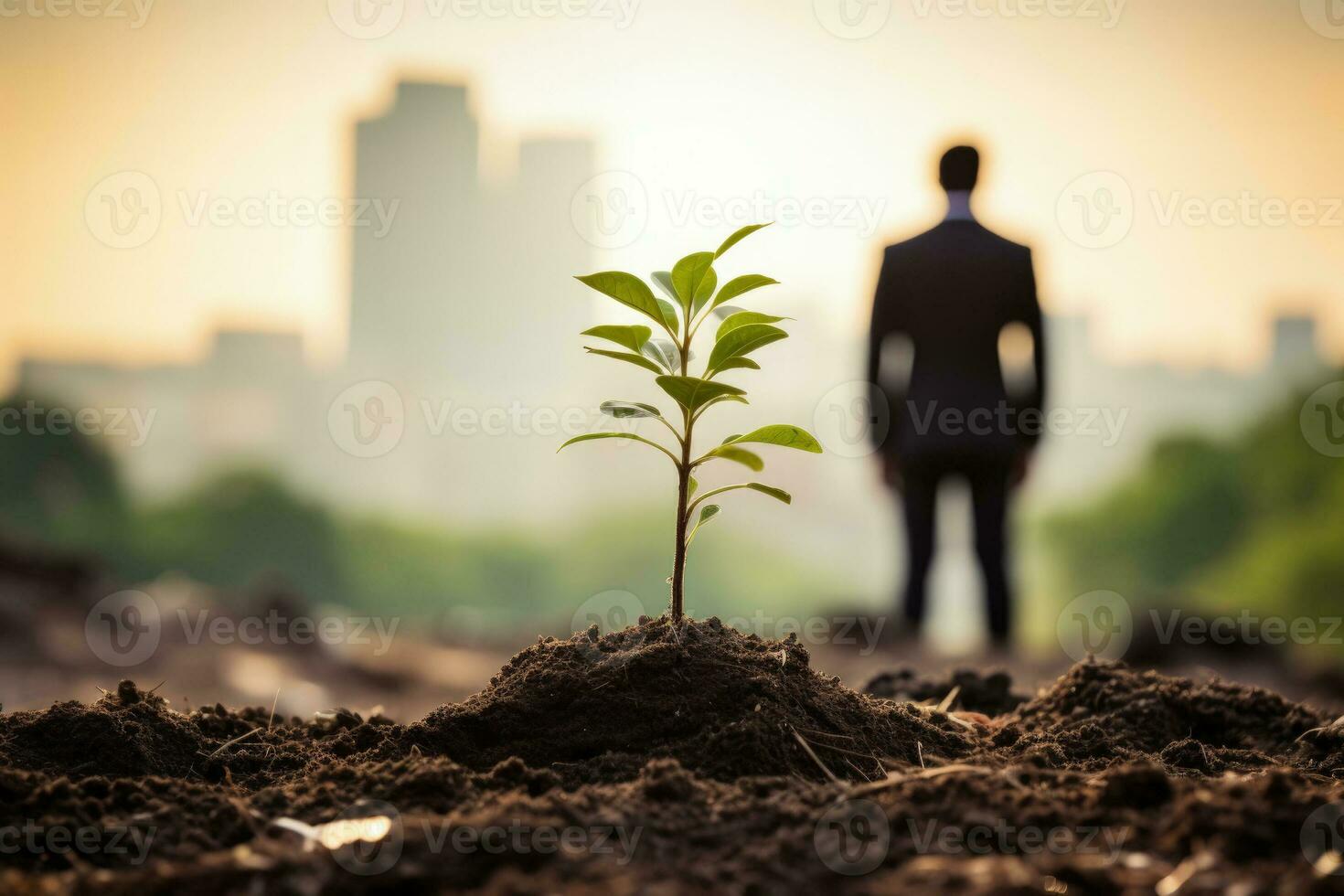 Eco conscious business venture amidst nature background with empty space for text photo