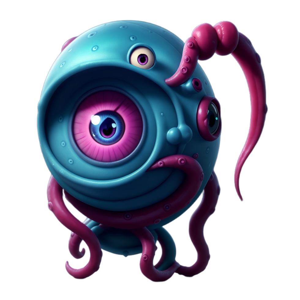 3d illustration av tentacled öga monster png transparent bakgrund