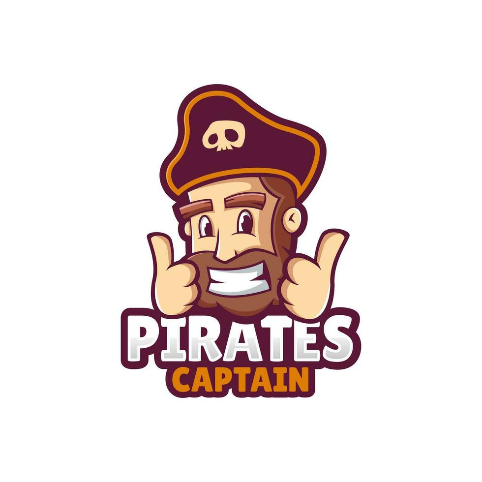 Mascot Pirate Captain Logo Modern Vector Design Template