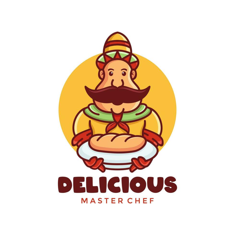 Mascot Chef Logo Vintage Vector Design Template