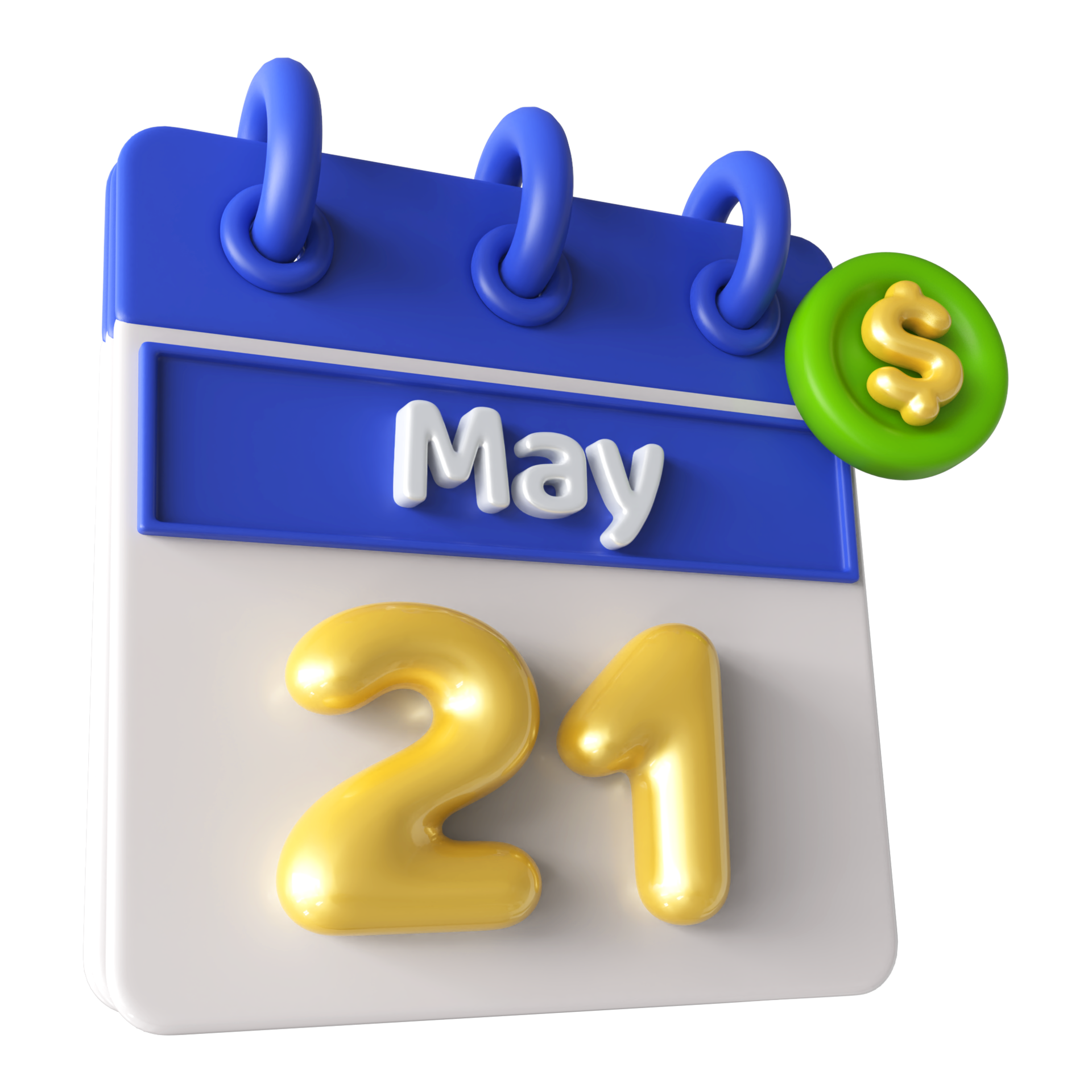 May 21st Calendar 3D With Dollar Symbol 34339658 PNG