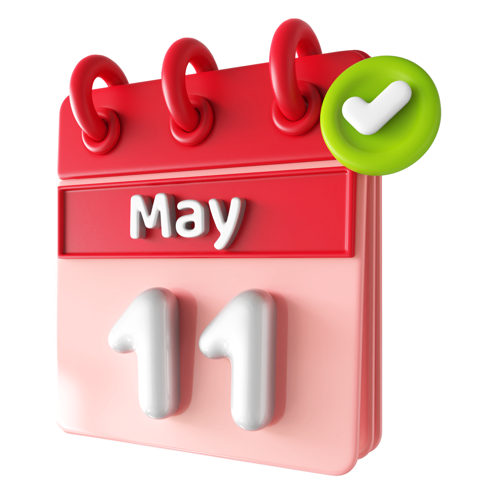 May 11th Calendar 3D With Check Mark Icon 34339659 PNG