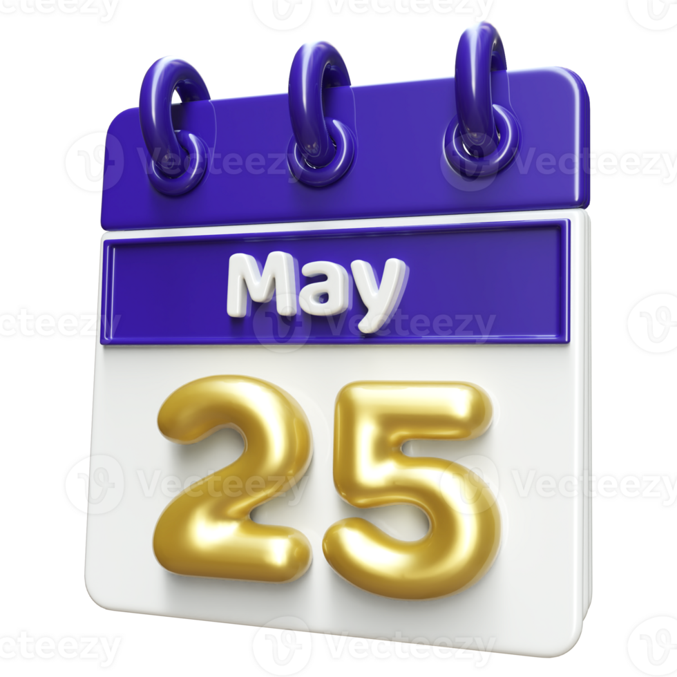 mayo 25 calendario 3d hacer png