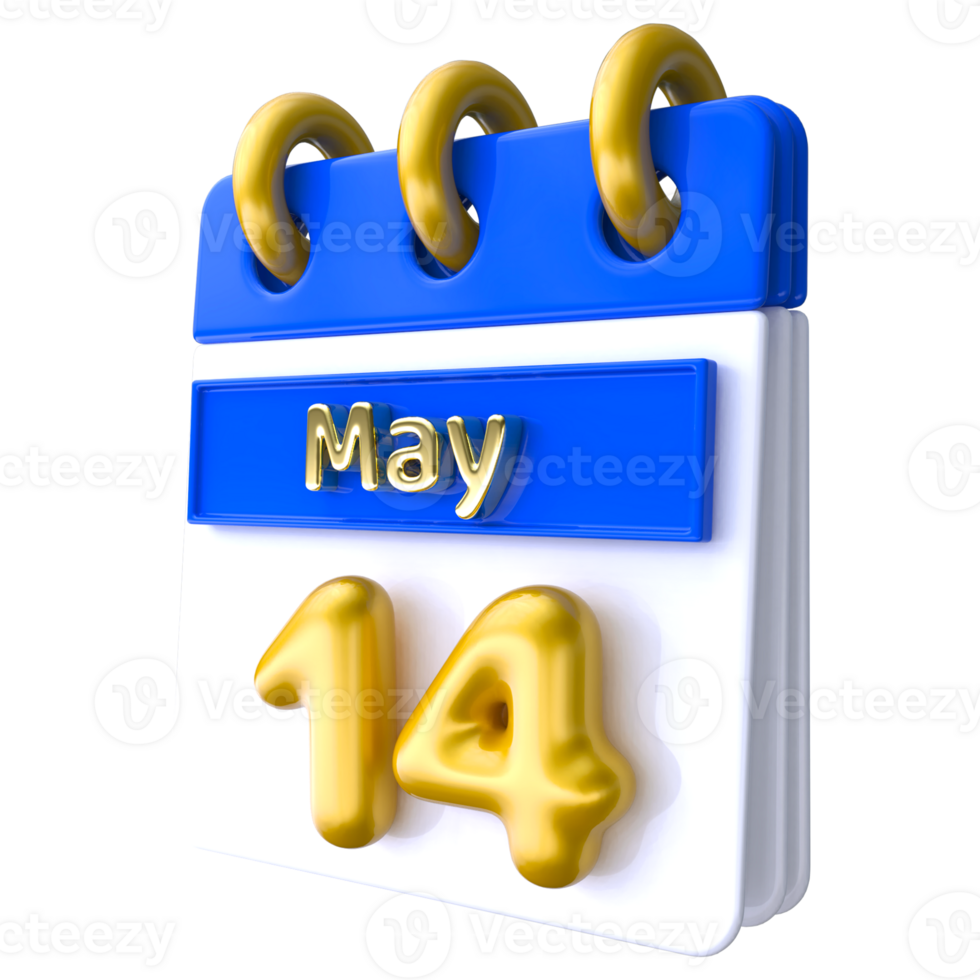 mayo 14to calendario 3d hacer png