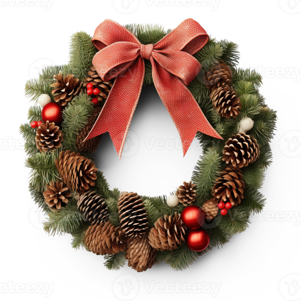 Rustic Christmas Wreath isolated on white background png