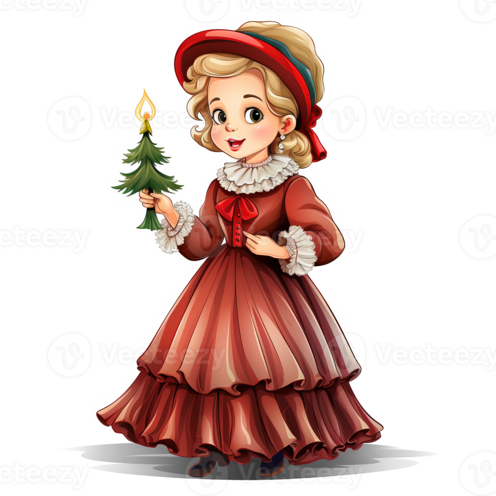 Yuletide Christmas Caroler isolated on white background png