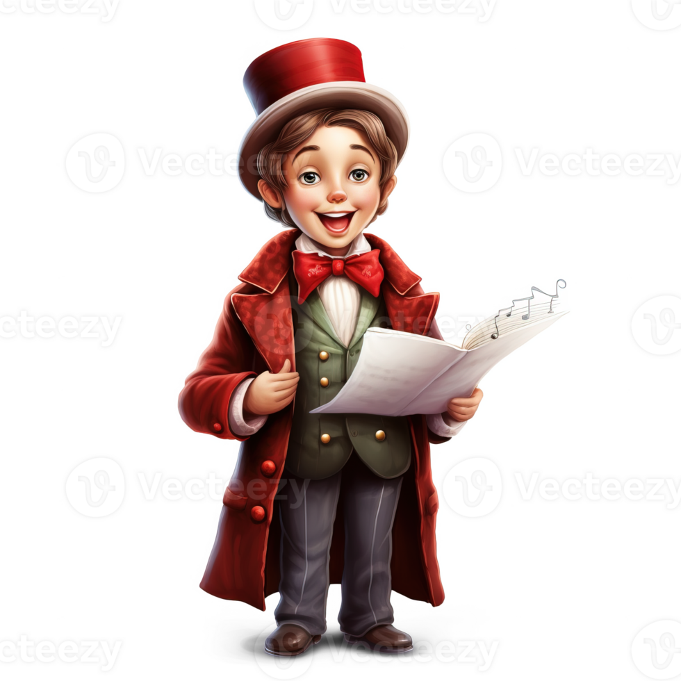 Yuletide Christmas Caroler isolated on white background png