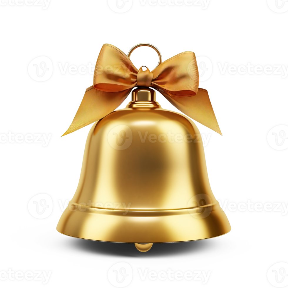 Golden Christmas Bell isolated on white background png