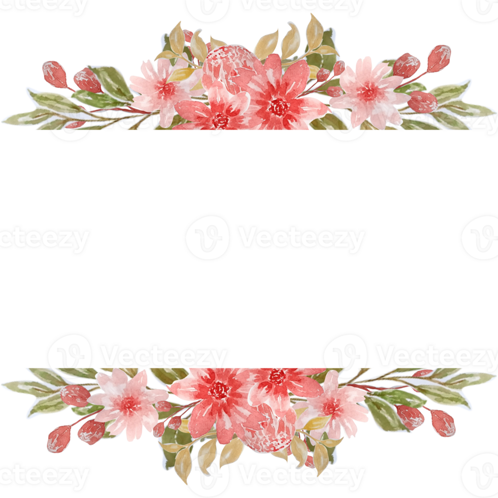 Invitation floral frame clipart with beautiful flowers bouquet watercolor hand painted png