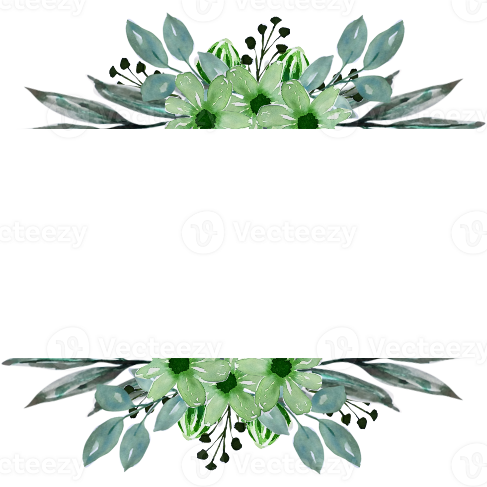 waterverf kader clip art met voorjaar botanisch blad en bloem hand- geschilderd png