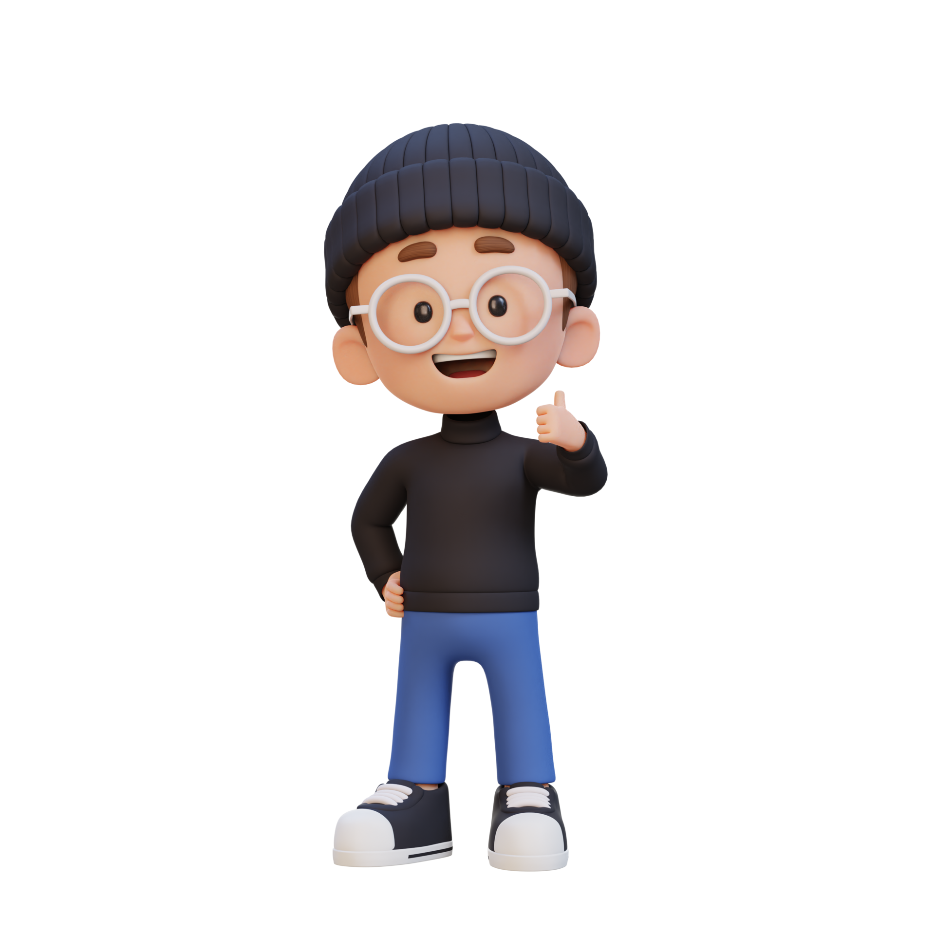 3D kid character give a thumb up with cute happy face 34339904 PNG