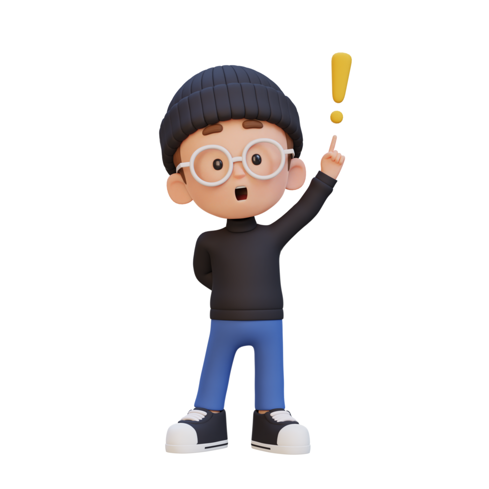3D cute kid got an idea png
