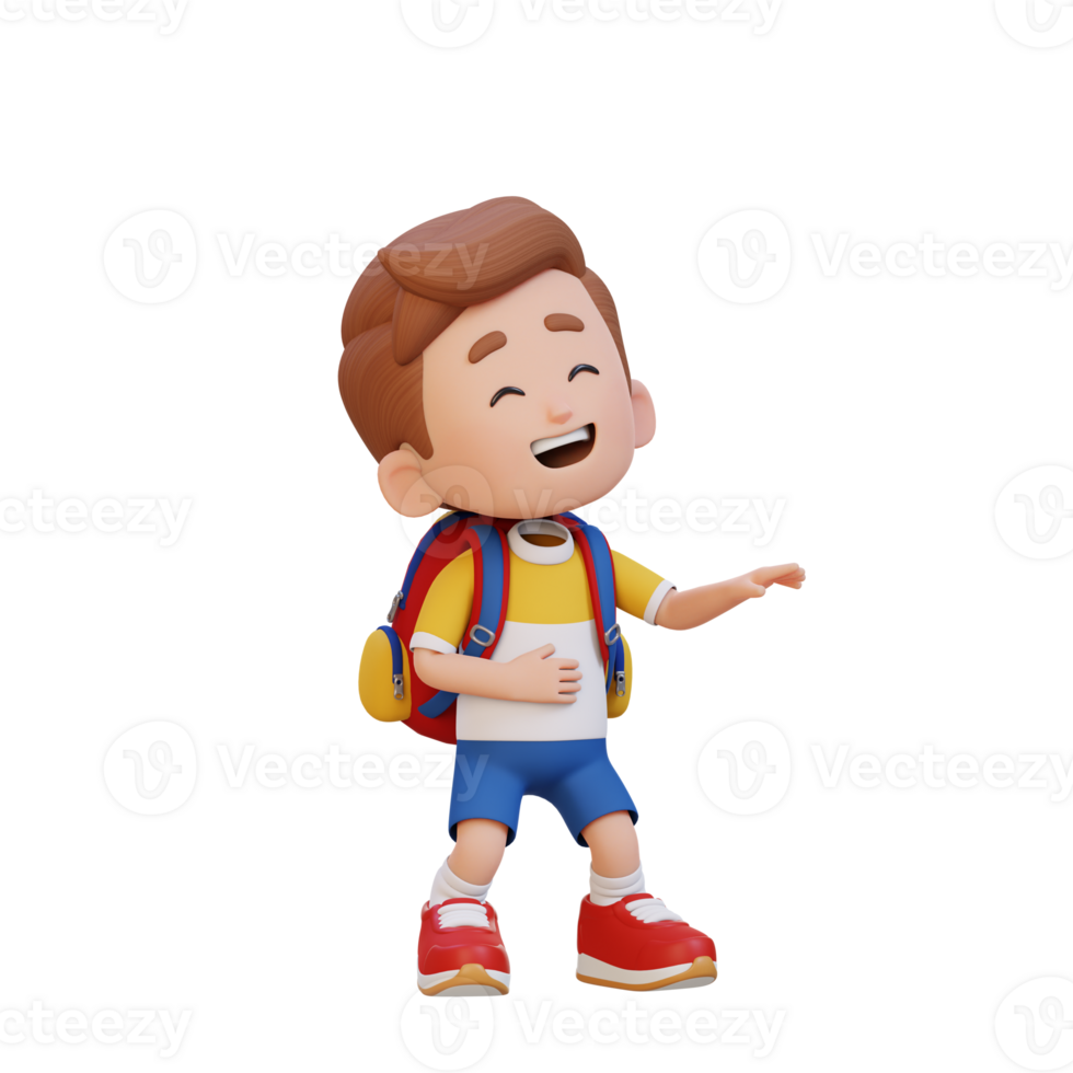 3D cute boy laughing png