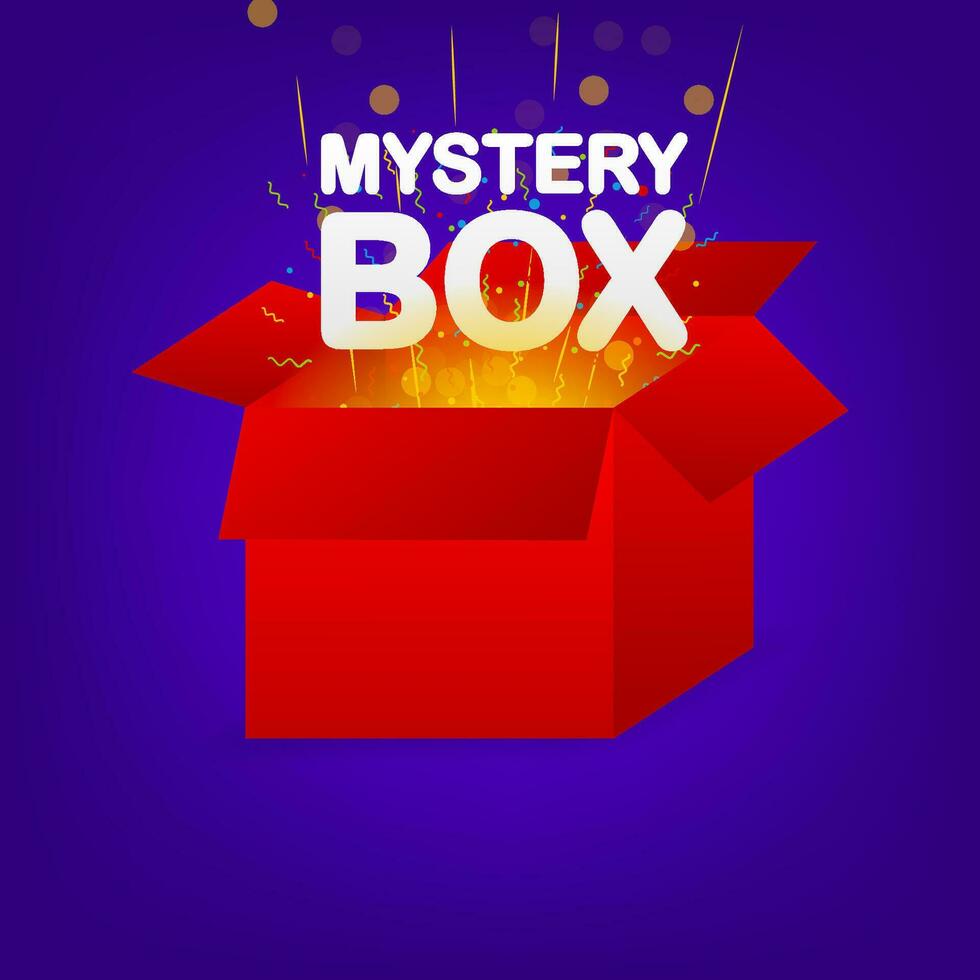 Red mystery box on light background. Premium vector. Digital background vector