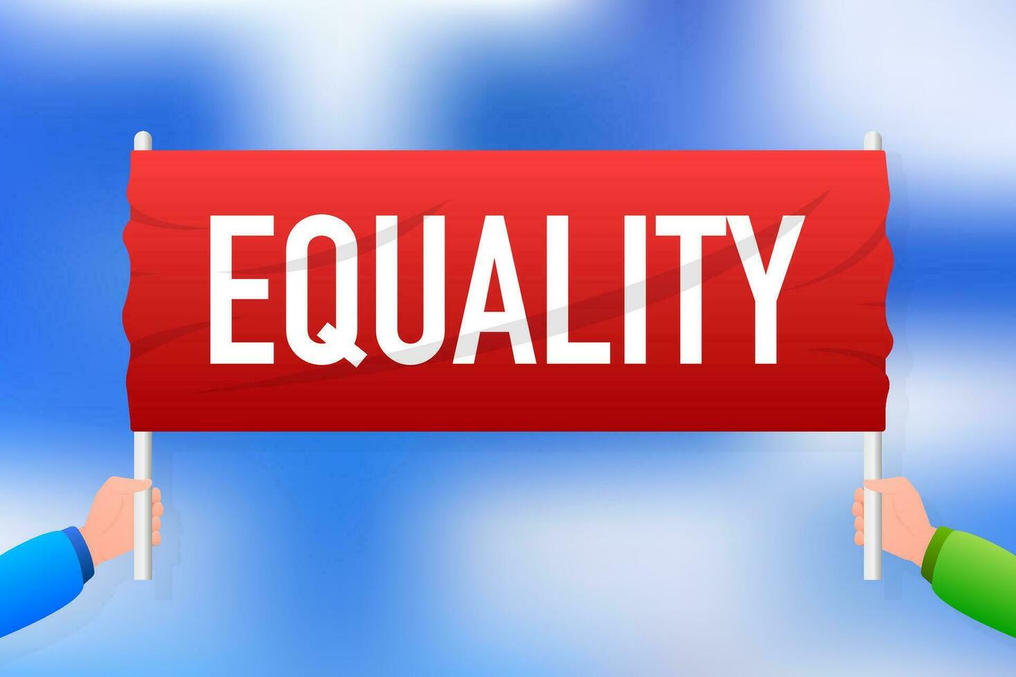 Protest equality realistic red table on blue background. Vector illustration