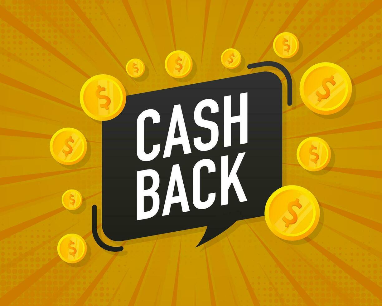 Cashback concept logo. Cash back blue banner on white background vector