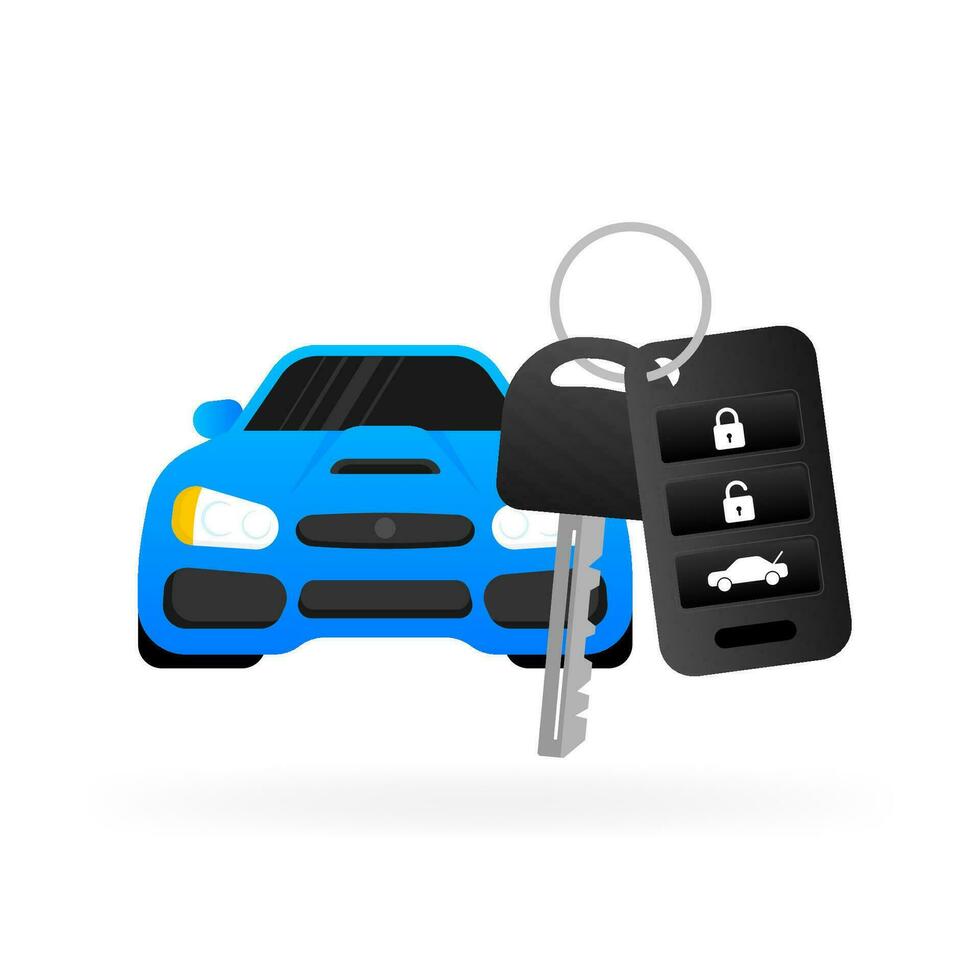 Auto key, great design for any purposes. Blue background. White background. Vector icon