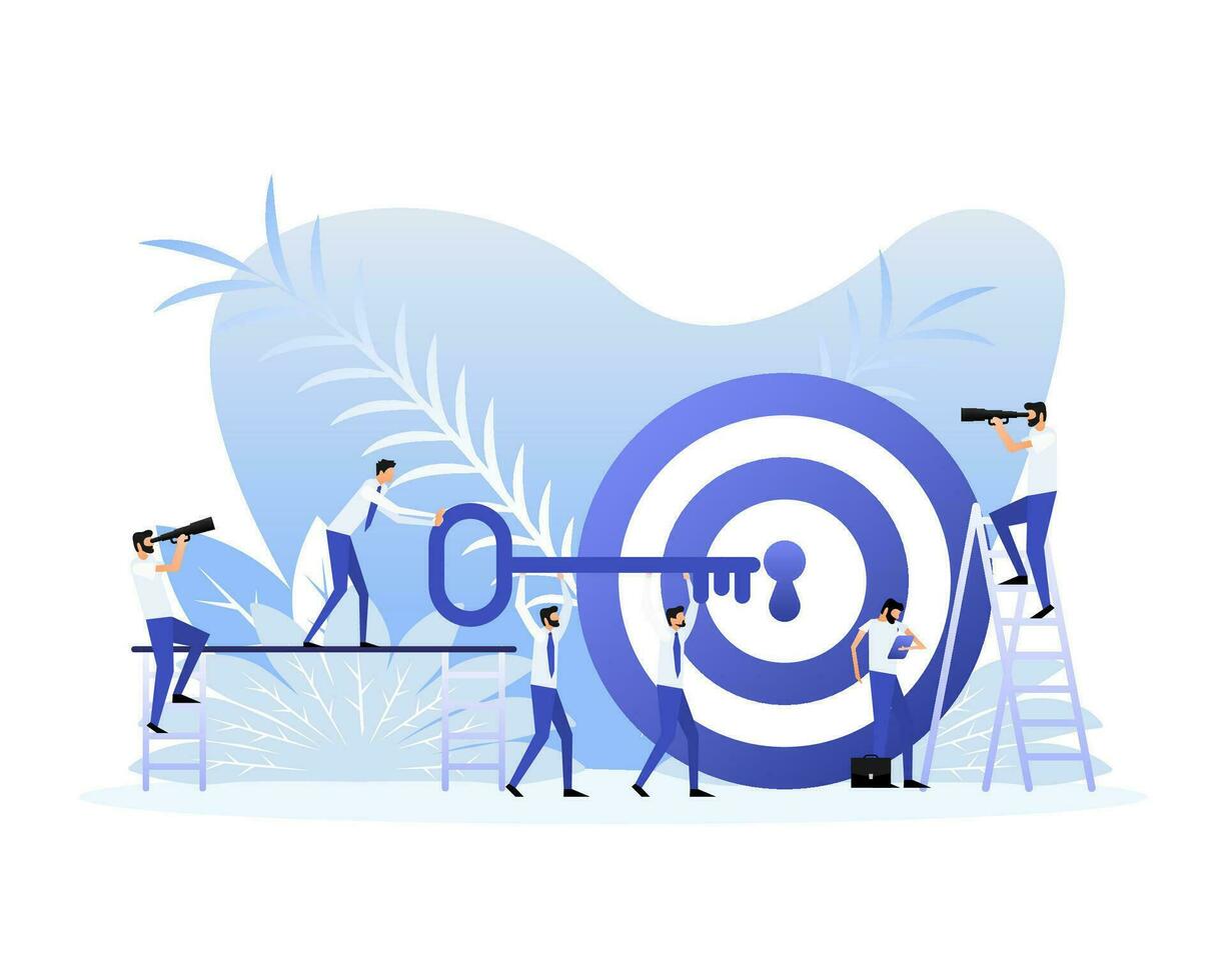 Target with an arrow flat icon concept market goal picture image on blue background. Vector illustration
