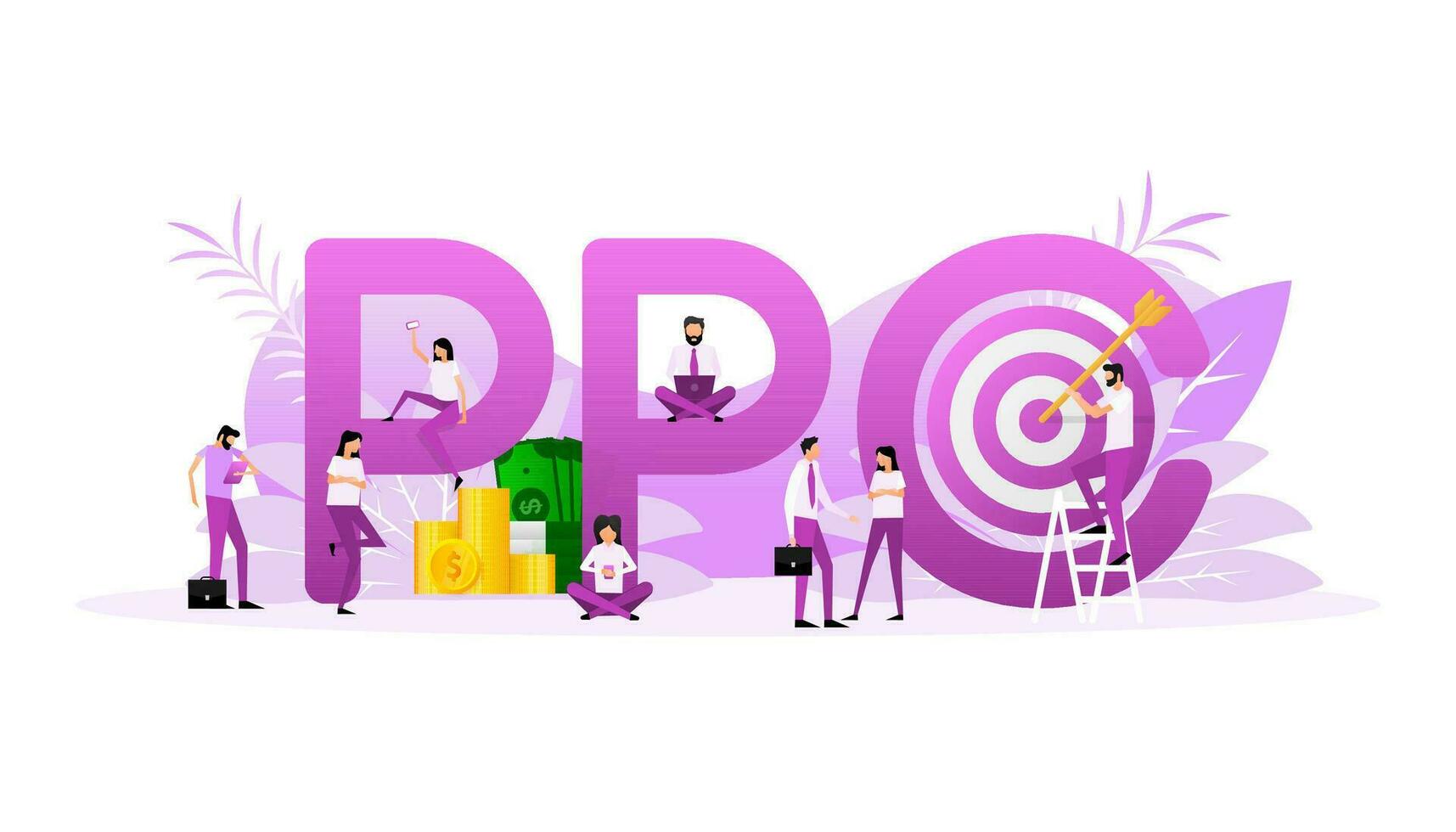 Ppc people for marketing design. Isometric vector illustration. Social media marketing