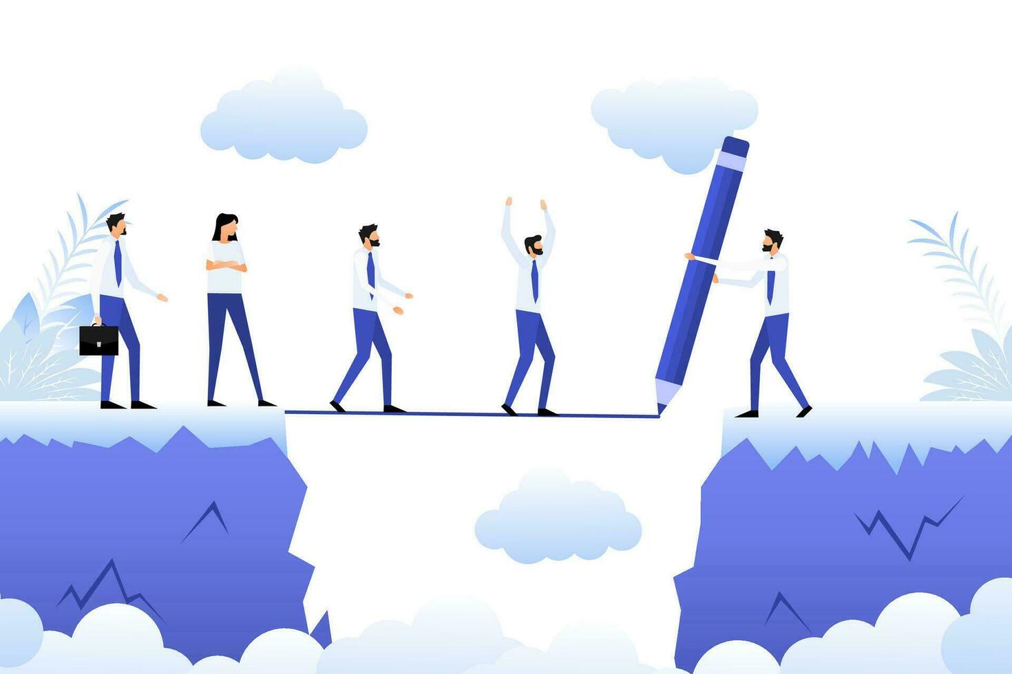 Cartoon icon with people chasm. Business concept. Team concept. vector