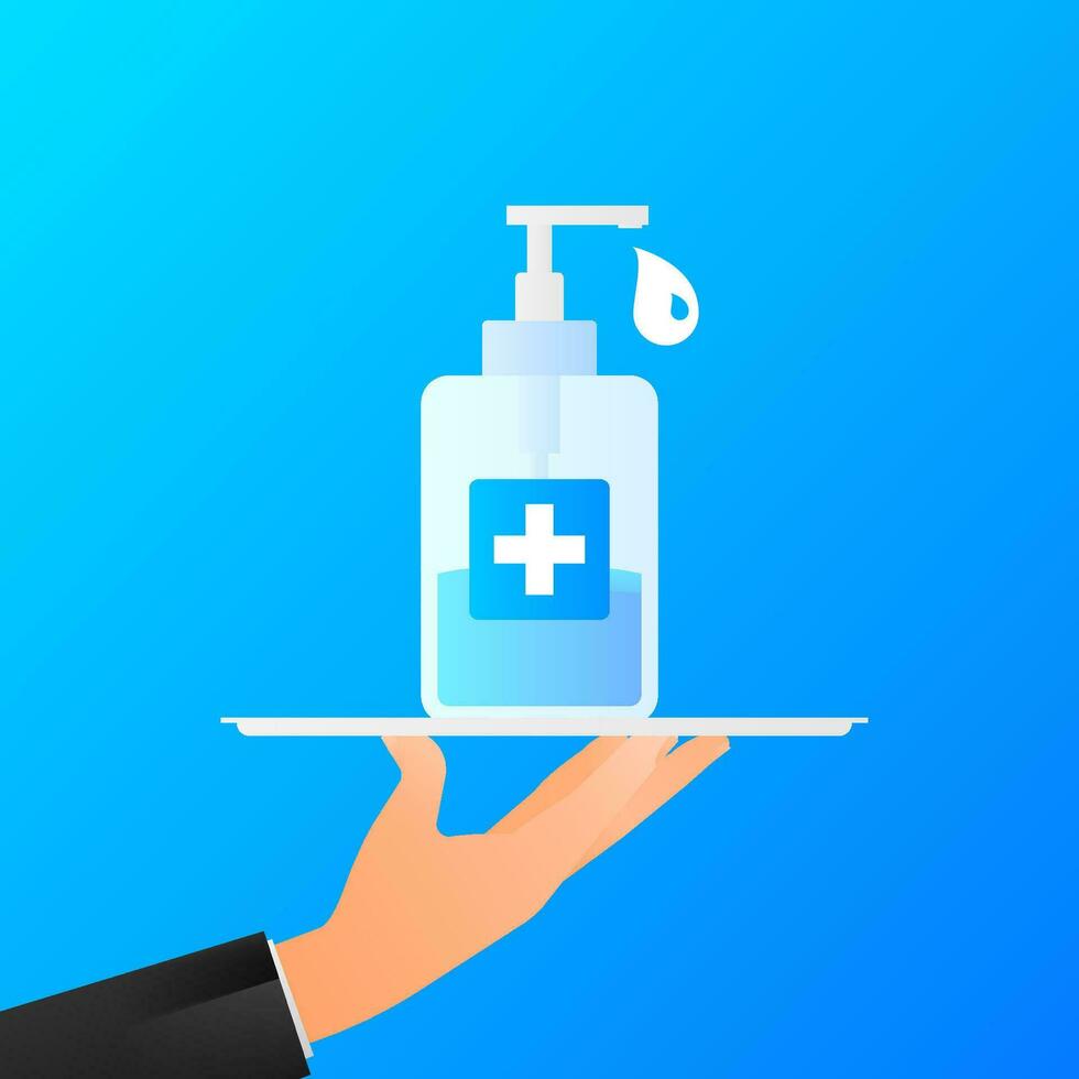 Disinfection sanitizer on transparent background. Vector 3d illustration.