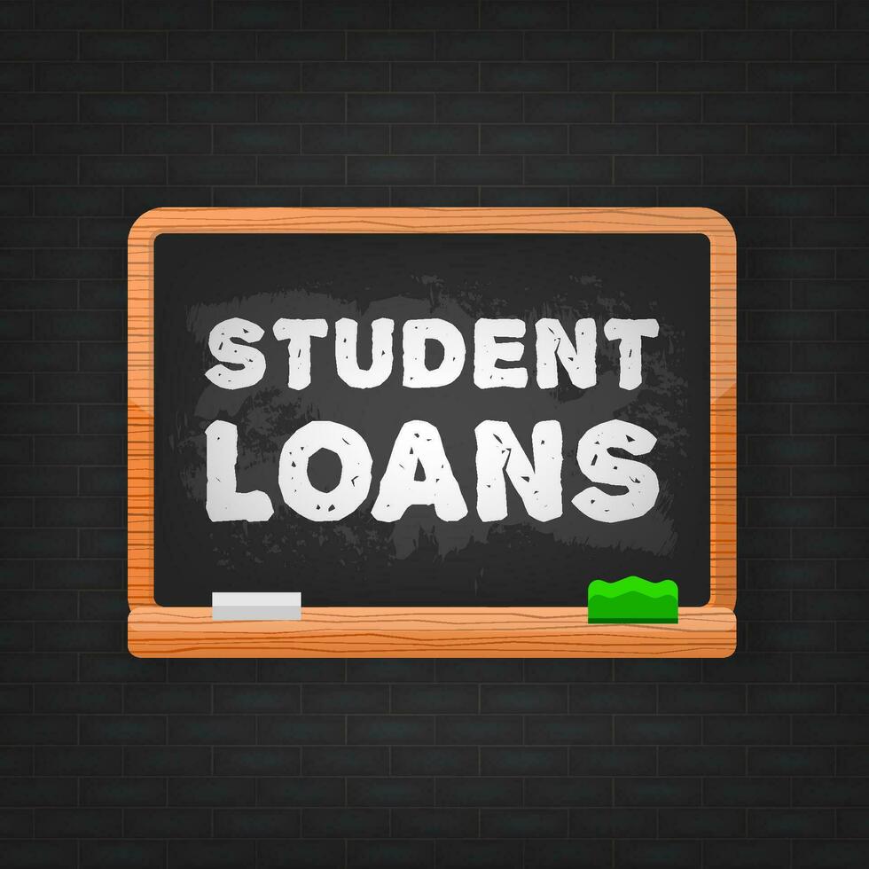 Abstract icon with student loans for banner on black board design. Business vector icon