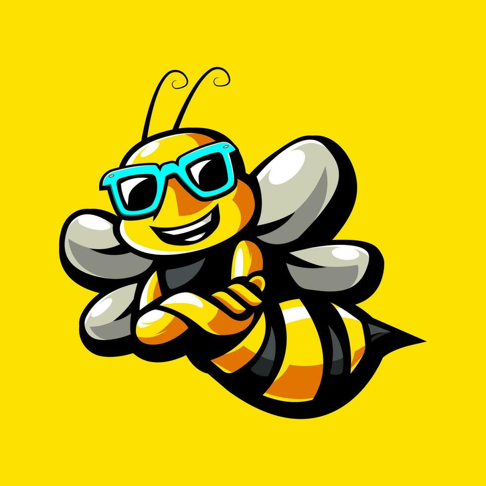 Cool Bee Mascot Logo vector