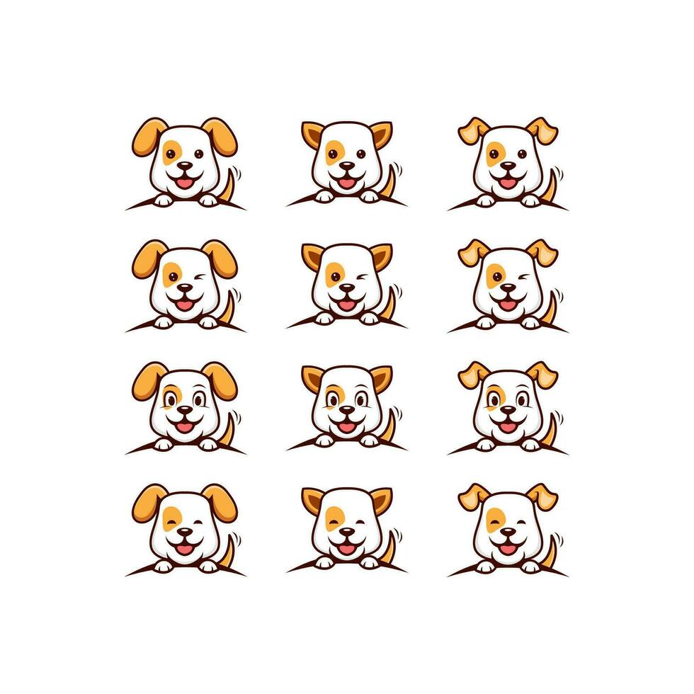 Orange White Smile Cute Dog Logo Icon Vector Design Template