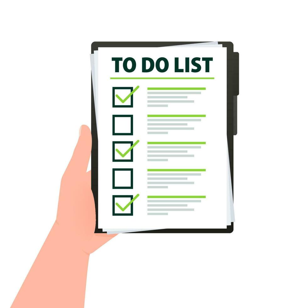 To do list clipboard. Check mark. Work planning or schedule. Vector illustration.