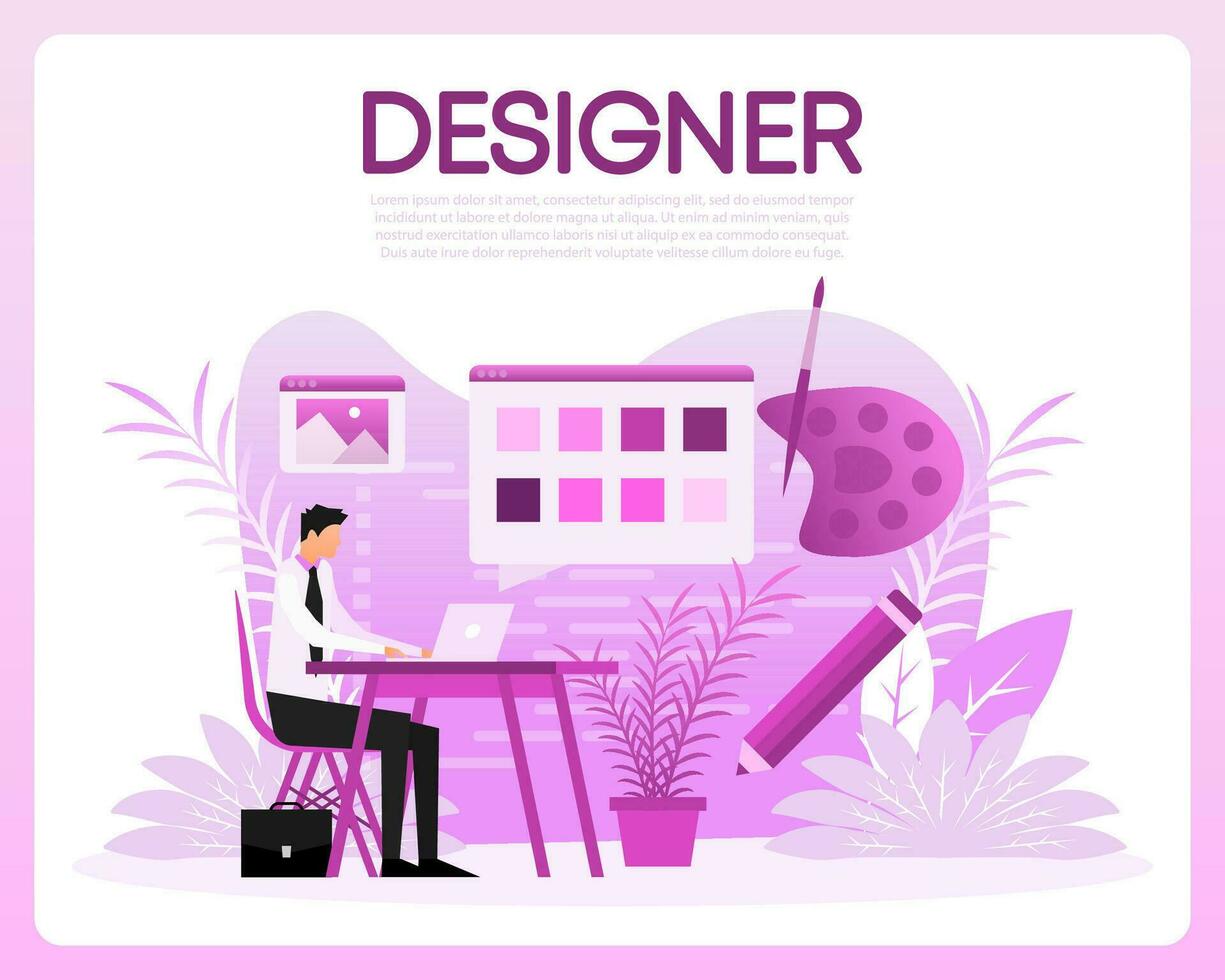 Designer people in flat style. Abstract character. Flat design. Vector illustration design