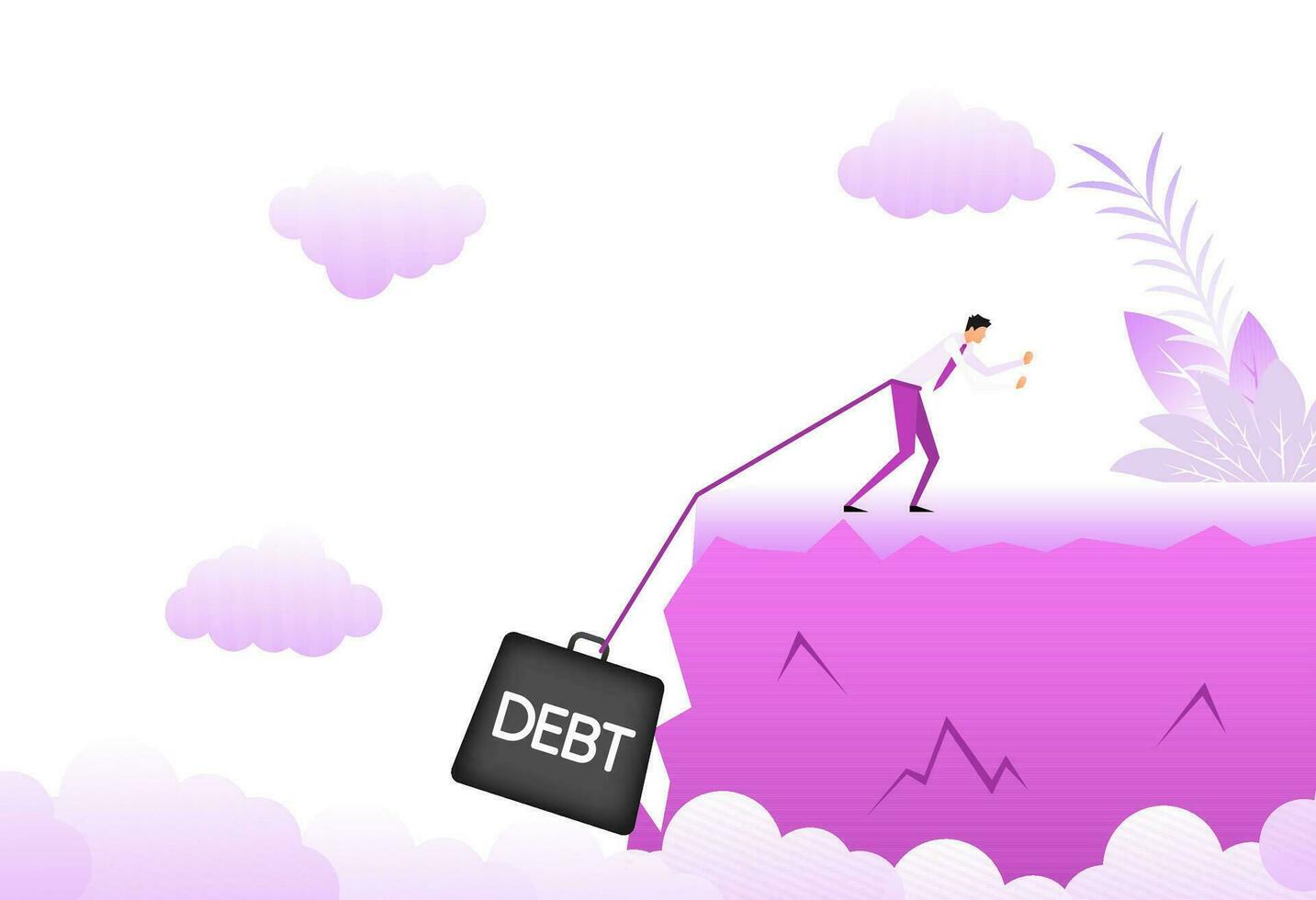 Cartoon icon with people chasm. Debt concept. Team concept. vector